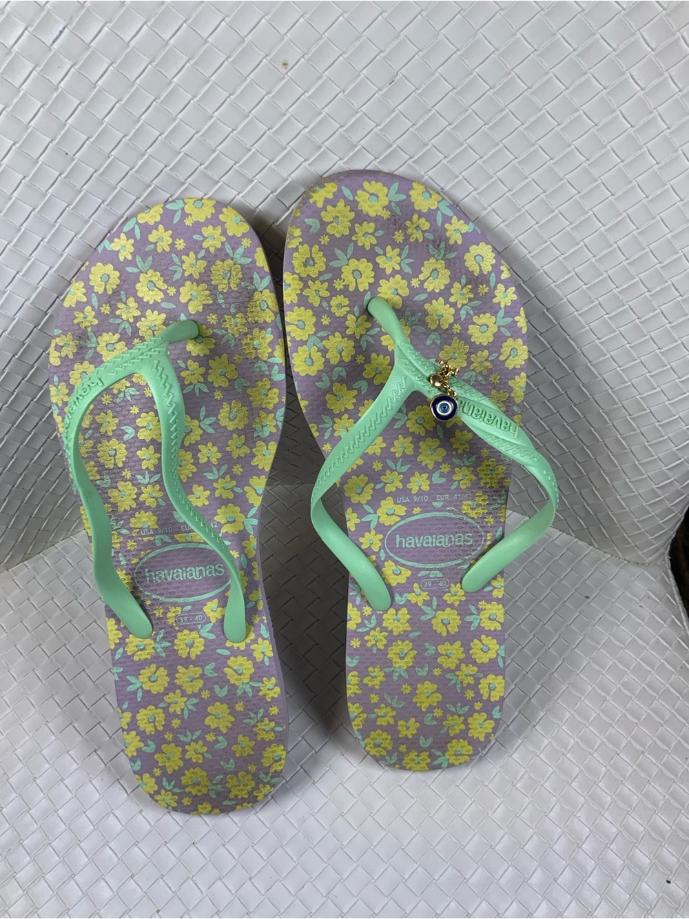 Havaianas Kids Mint and Yellow Floral Flip Flops